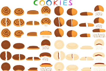 big set different biscuit, kit colorful pastry cookie

