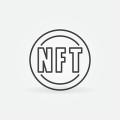 NFT Technology vector round outline icon. Cryptocurrency symbol