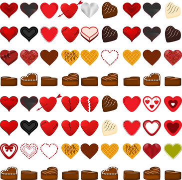 big set sweet chocolate candy heart