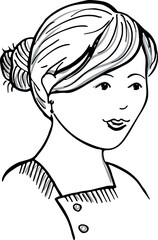 Female portrait. Hand drawn woman head drawing