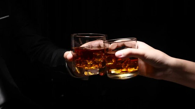 Celebrate whiskey on a friendly party in  restaurant