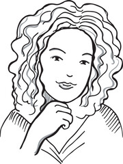 Smiling woman sketch. Pretty person web avatar