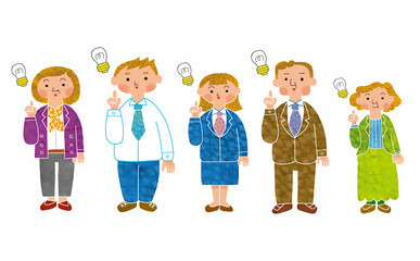 ビジネスパーソンのセット　ひらめき