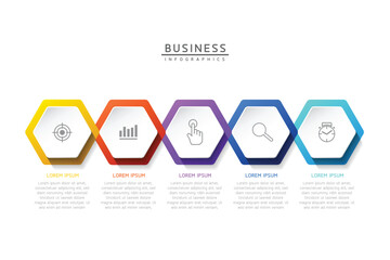 Connecting Steps business Infographic Template with 5 Elements