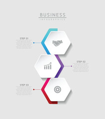 Connecting Steps business Infographic Template with 3 Elements
