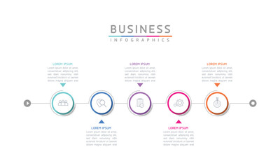 Circular Connection Steps business Infographic Template with 5 Element