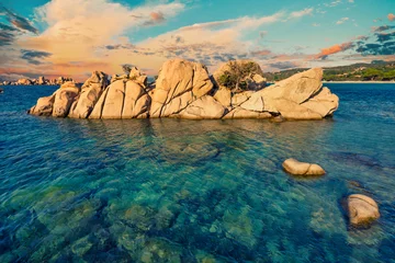 Wall murals Palombaggia beach, Corsica View of rocks in the morning at Palombaggia beach,