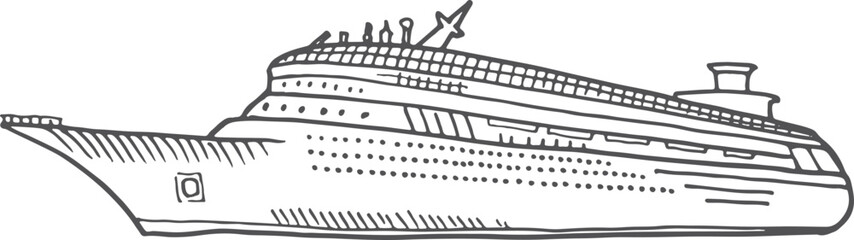 Cruiser sketch. Passenger ship. Marine travel icon