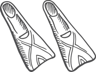 Flippers icon. Hand drawn underwater swimming symbol