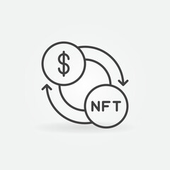 Buy NFT vector concept outline icon - Internet Marketplace symbol