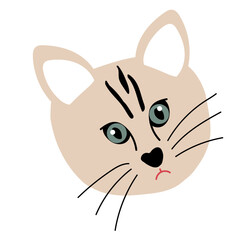 cat face childish hand drawn vector element