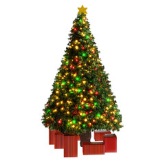 Christmas tree with gifts transparent background