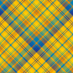 Seamless pattern in excellent orange, yellow and blue colors for plaid, fabric, textile, clothes, tablecloth and other things. Vector image. 2