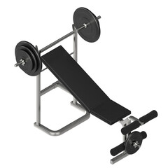 3D rendering illustration of a weight bench gym equipment