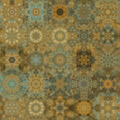 art deco style turquoise gold and brown coloured patterns and design