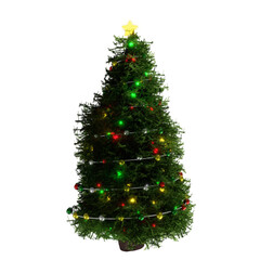 Christmas tree isolated in white transparent background.