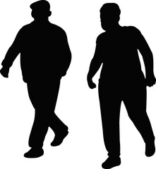 two people walking body silhouette vector