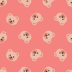 Colorful seamless pattern with cute flat bears