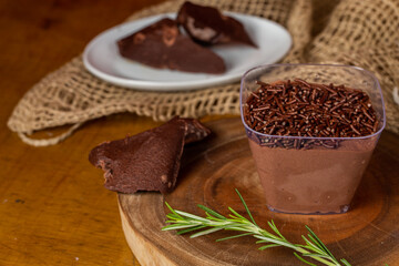 Delicious chocolate mousse with sprinkles