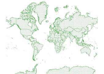 The World map dotted in green Pixel