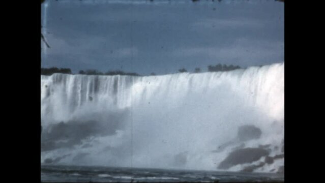 Niagara Falls Views 1970 - Views of Niagara Falls include the Prospect Point Observation Tower and a full rainbow at the bottom of the falls, seen in 1970.