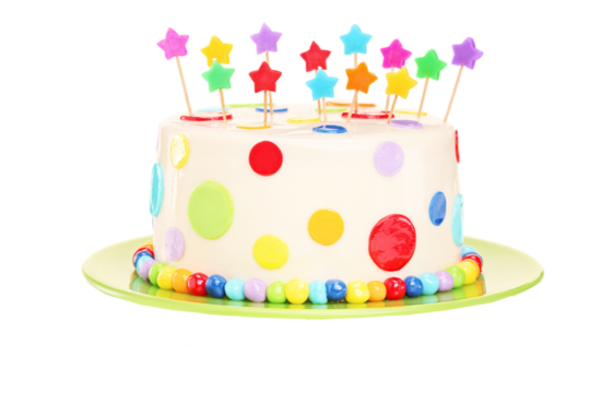 Colorful birthday cake with decorations