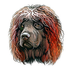 Irish Water Spaniel Dog Breed Watercolor Sketch Hand Drawn Painting Silhouette Sticker Illustration Sublimation EPS Vector Graphic