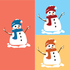 Snowman vector icon flat isolated. Snowman icon flat style. Snowman vector design. Snowman icon isolated. 