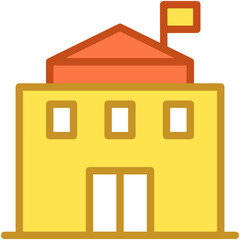 School Building Vector Icon 