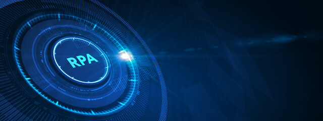 RPA Robotic process automation innovation technology concept. Business, technology, internet and networking concept.3d illustration