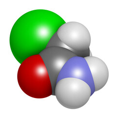 Chloroacetamide preservative molecule, 3D rendering.