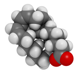Dihomo-γ-linolenic acid (DGLA) fatty acid molecule. Omega 6-fatty acid that is produced in the body from gamma-linolenic acid, 3D rendering.