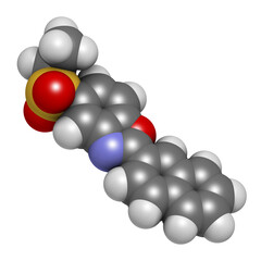 Ezutromid Duchene muscular dystrophy drug molecule. Activator of utrophin, 3D rendering.