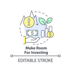 Make room for investing concept icon. Money contributions. Budgeting for inflation abstract idea thin line illustration. Isolated outline drawing. Editable stroke. Arial, Myriad Pro-Bold fonts used