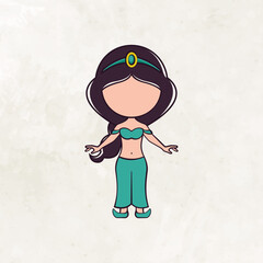 Cute faceless princess character vector