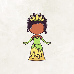 Cute faceless princess character vector