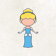 Cute faceless princess character vector