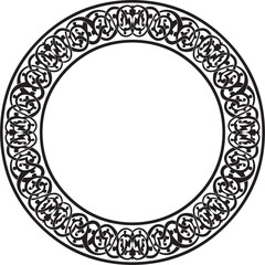 Vector monochrome round oriental ornament. Arabic patterned circle of Iran, Iraq, Turkey, Syria. Persian frame, border. For sandblasting, laser and plotter cutting..