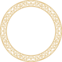 Fotobehang Vector golden round oriental ornament. Arabic patterned circle of Iran, Iraq, Turkey, Syria. Persian frame, border. © Ana Lo