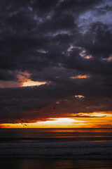 Stormy sky over the ocean, boat.