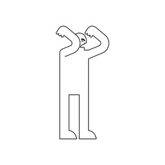 Man swears and waves his fists. Getting ready for battle. Aggressive hater