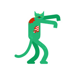 Zombie cat isolated. Zombi pet. Vector illustration