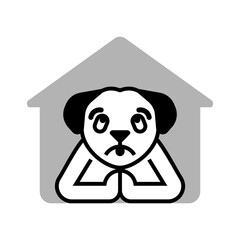 Sad Dog is praying. The dog asks and folded its paws in prayer.