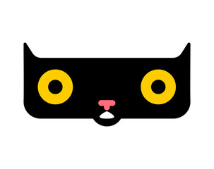 Wide cat isolated cartoon. fat muzzle pet
