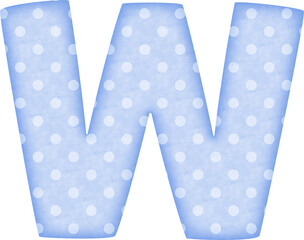 Uppercase Letter W Polka Dot alphabet in blue tone
