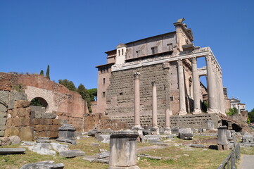 Fototapeta na wymiar Remains of the Roman Forum in Rome, Italy