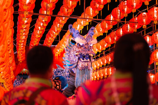 Chinese Dragon Dance Performance In Thailand