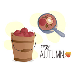 fragrant mulled wine and ripe red apples