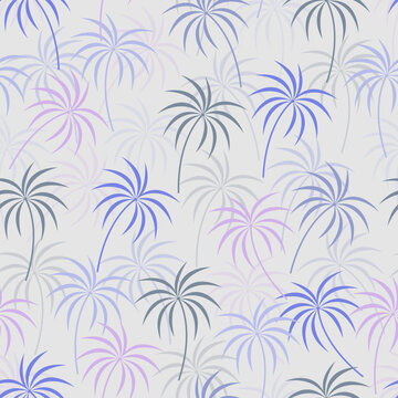 Artistic trendy vector seamless pattern of palm trees. Modern elegant ditsy repeat texture all over design of plants. Nature background for textile © KaziAnatul