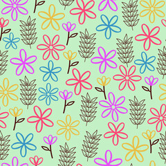 Creative trendy ditsy floral vector seamless pattern design for textile and printing. Elegant repeat texture background of abstract flowers and leaves